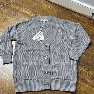 NWT Ladies Workshop Light Grey Textured Cardigan- Size XS